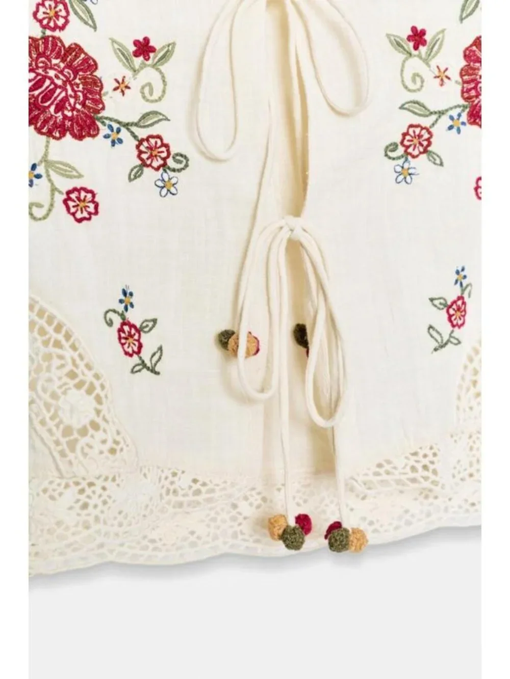 ZARA EMBROIDERED FLORAL TOP - Picture 9 of 9